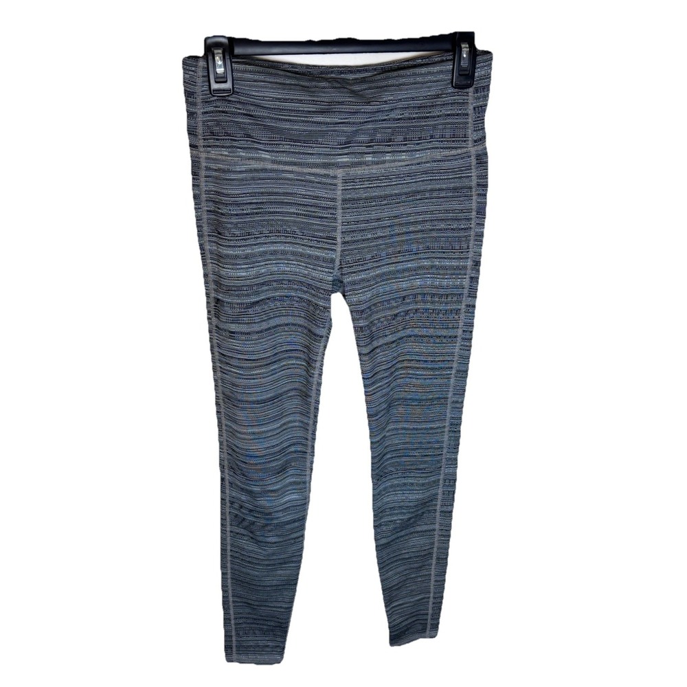 Athleta High Rise Leggings Black / Gray Ripple Jacquard Chaturanga Size M 455973